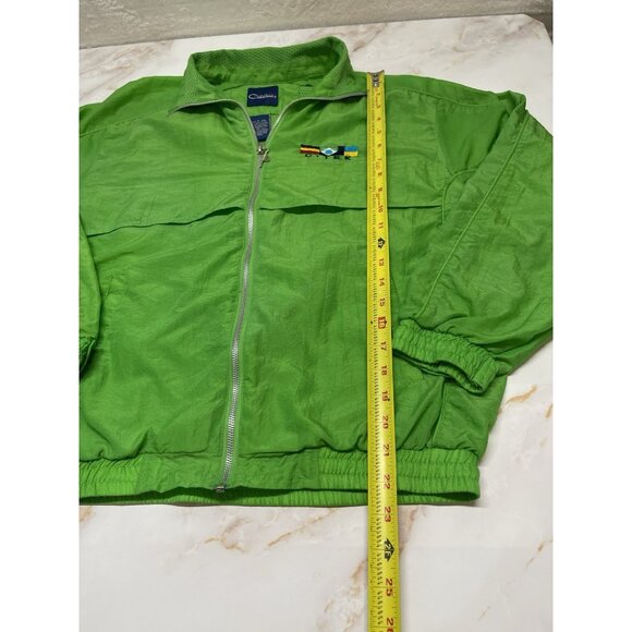 VTG Catalina C-Tek Nautical Lime Green Jacket w/Fish Zipper Pull Y2K Sz S Preppy - Picture 8 of 11